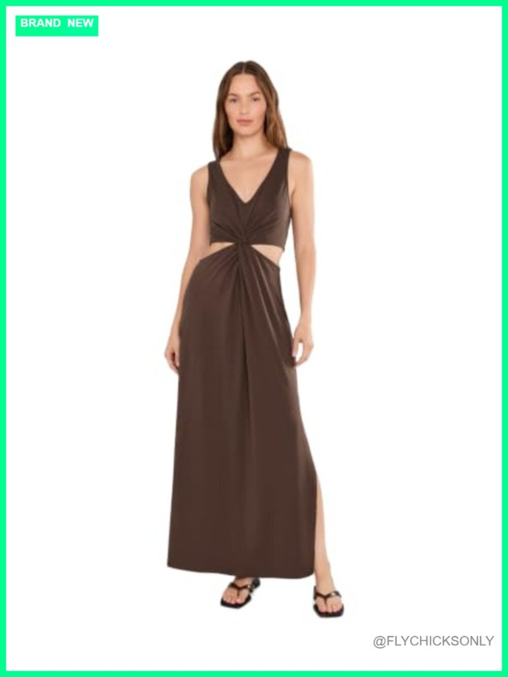 Beyond Yoga Maxi Dress Front Twist Sleeveless Pull-On Casual